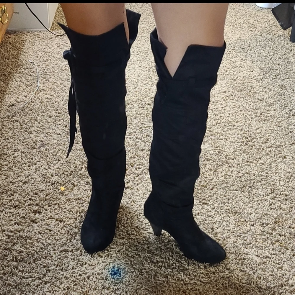 Charlotte Russe Black Knee High Boots